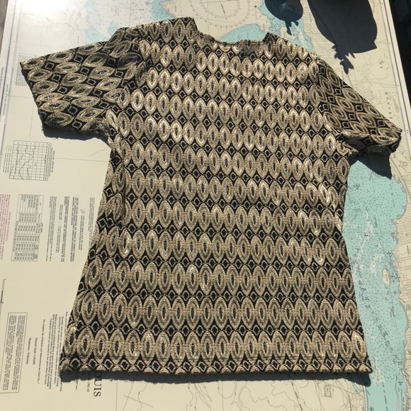 Vintage Brochure Gold Patterned Metallic Blouse - Picture 3 of 5